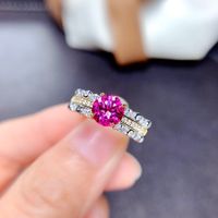 Moissan Diamond Ring Hearts And Arrows High Carbon Diamond Pink Color Treasure Ring main image 6