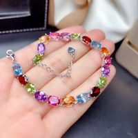 Colorful Gemstone Bracelet Caibao Bracelet Minority Design Full Diamond Egg Shaped Hand Jewelry main image 3