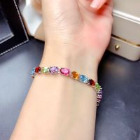 Colorful Gemstone Bracelet Caibao Bracelet Minority Design Full Diamond Egg Shaped Hand Jewelry main image 4