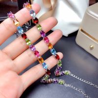 Colorful Gemstone Bracelet Caibao Bracelet Minority Design Full Diamond Egg Shaped Hand Jewelry main image 5