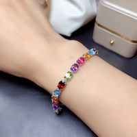 Colorful Gemstone Bracelet Caibao Bracelet Minority Design Full Diamond Egg Shaped Hand Jewelry main image 6