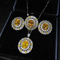 Haute Couture Jewelry Luxury Full Diamond Set Lucky Yellow Diamond Color Treasure Ring Earrings Necklace main image 2