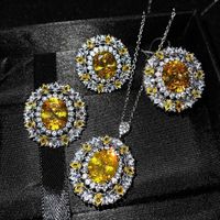 Haute Couture Jewelry Luxury Full Diamond Set Lucky Yellow Diamond Color Treasure Ring Earrings Necklace main image 3