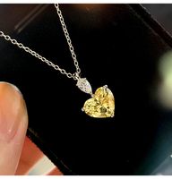 Temperament Light Luxury Niche Simple Love Personality Yellow Zircon Pendant Imitation Moissan Diamond Necklace main image 2