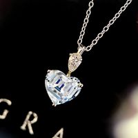 Temperament Light Luxury Niche Simple Love Personality Yellow Zircon Pendant Imitation Moissan Diamond Necklace main image 3