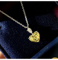 Temperament Light Luxury Niche Simple Love Personality Yellow Zircon Pendant Imitation Moissan Diamond Necklace main image 4