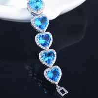 European And American Luxury Super Flash High Carbon Diamond Heart-shaped Bracelet main image 4