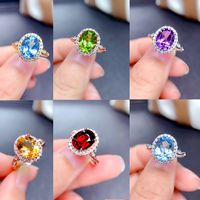 Internet Celebrity Tik Tok Live Stream Ornament Imitation Natural Colored Gems Topaz Amethyst Citrine Olivine Ring main image 1