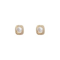 South Korea Dongda Fashion Geometric Earrings Micro-inlaid Zircon Pearl Earrings Female Personality Design Ear Jewelry main image 6