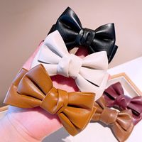 New Style Autumn And Winter French Retro Pu Leather Bow Hairpin Hairpin Temperament Hair Accessories Bangs Clip Hair Accessories main image 5