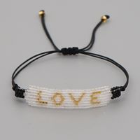 Miyuki Rice Beads Woven White Gold Beads Love Letter Bracelet Handmade Beaded Lovers Jewelry main image 1