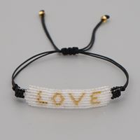Miyuki Rice Beads Woven White Gold Beads Love Letter Bracelet Handmade Beaded Lovers Jewelry main image 2
