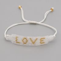 Miyuki Rice Beads Woven White Gold Beads Love Letter Bracelet Handmade Beaded Lovers Jewelry main image 5