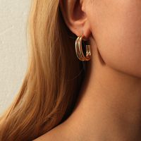 Geometric Shape C-shaped Hoop Earrings Summer Style  New Trendy Temperament Earrings Metal Earrings sku image 1
