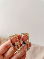New Retro Chic Style Simple Colored Diamonds Couple-shaped Women's Earrings main image 1