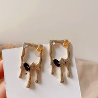 New Retro Chic Style Simple Colored Diamonds Couple-shaped Women's Earrings main image 3