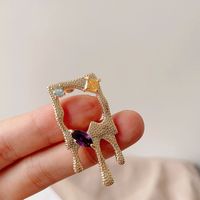 New Retro Chic Style Simple Colored Diamonds Couple-shaped Women's Earrings main image 5