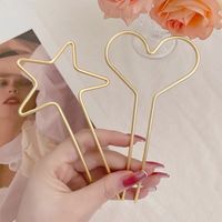 New Metal Hairpin Five-pointed Star Love Headdress Fashion Simple Hairpin Plate Hairpin Hair Accessories Behind The Head main image 6