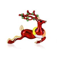 Fashion Creative Red Christmas Elk Brooch Alloy Rhinestone Drop Oil Corsage main image 1