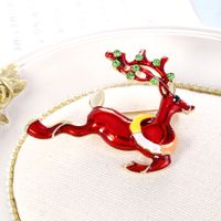 Fashion Creative Red Christmas Elk Brooch Alloy Rhinestone Drop Oil Corsage main image 4