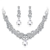New Necklace And Earrings Two-piece Jewelry Set Temperament Rhinestone Wedding Banquet Jewelry Wholesale main image 1