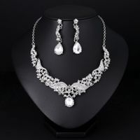 New Necklace And Earrings Two-piece Jewelry Set Temperament Rhinestone Wedding Banquet Jewelry Wholesale main image 4