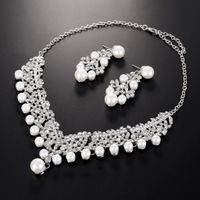 Simple Temperament White Pearl Alloy Rhinestone Necklace Accessories Set Spot Wholesale main image 5