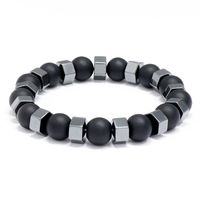 Pulsera De Moda Para Hombre, Pulsera De Cuentas, Pulsera De Estiramiento De Cálculos Biliares Negros Retro main image 1