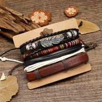 Fashion Jewelry Hand-woven Retro Cowhide Bracelet Diy Four-piece Bohemian Combination Bracelet main image 3