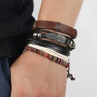 Fashion Jewelry Hand-woven Retro Cowhide Bracelet Diy Four-piece Bohemian Combination Bracelet main image 6