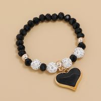New Simple Crystal Bracelet Female Dripping Oil Black Peach Heart Bracelet Jewelry main image 3