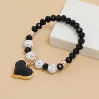 New Simple Crystal Bracelet Female Dripping Oil Black Peach Heart Bracelet Jewelry main image 4