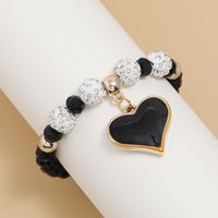 New Simple Crystal Bracelet Female Dripping Oil Black Peach Heart Bracelet Jewelry main image 5