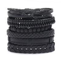 Retro Schwarz Gewebtes Herren-lederarmband Einfaches Diy-kombinationsset-armband main image 1