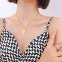 Cross-border Hot-selling Retro Checkerboard Square Brand Necklace Titanium Steel Clavicle Chain 18k Real Gold Plated Jewelry main image 1
