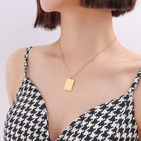 Cross-border Hot-selling Retro Checkerboard Square Brand Necklace Titanium Steel Clavicle Chain 18k Real Gold Plated Jewelry main image 4