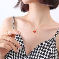 Small Design Sense Zircon Peach Heart Love Necklace Sweater Chain Titanium Steel Clavicle Chain Jewelry Spot main image 1