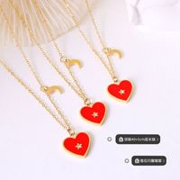 Small Design Sense Zircon Peach Heart Love Necklace Sweater Chain Titanium Steel Clavicle Chain Jewelry Spot main image 3