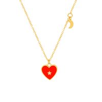 Small Design Sense Zircon Peach Heart Love Necklace Sweater Chain Titanium Steel Clavicle Chain Jewelry Spot main image 6