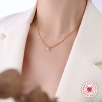 Kleines Design Sinn Runde Perlenkette Zirkon Schlüsselbeinkette 18k Vergoldeter Titanstahl Anhänger main image 1