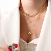 Kleines Design Sinn Runde Perlenkette Zirkon Schlüsselbeinkette 18k Vergoldeter Titanstahl Anhänger main image 4