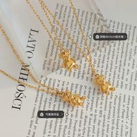 2021 Fall Cute Bear Chubby Pendant Necklace Korean New Titanium Steel Clavicle Chain Jewelry main image 3