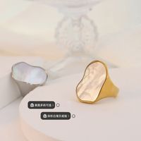 Titanium Steel 18 Gold Plated Handmade Unique Special-shaped White Sea Shell Ring Finger Ring Bracelet main image 3