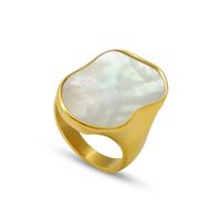 Titanium Steel 18 Gold Plated Handmade Unique Special-shaped White Sea Shell Ring Finger Ring Bracelet main image 6
