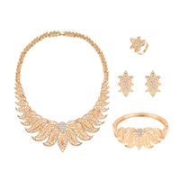 New Fashion Simple Alloy First Necklace And Earrings Four-piece Bridal Wedding Jewelry Set main image 1