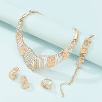 Neue Mode Einfache Legierung Erste Halskette Und Ohrringe Vierteiliges Brauthochzeitsschmuckset main image 4
