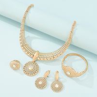 New Fashion Simple Alloy First Necklace And Earrings Four-piece Bridal Wedding Jewelry Set main image 3