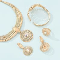 New Fashion Simple Alloy First Necklace And Earrings Four-piece Bridal Wedding Jewelry Set main image 4