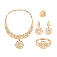 New Fashion Simple Alloy First Necklace And Earrings Four-piece Bridal Wedding Jewelry Set main image 6