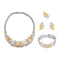 New Fashion Simple Alloy First Necklace And Earrings Four-piece Bridal Wedding Jewelry Set main image 6